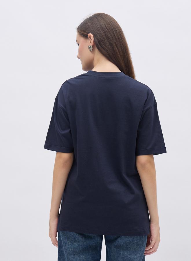 Styli Oversized Placement Embroidery Detail Cotton T-Shirt - Image 5