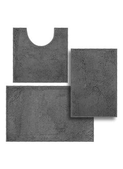 TYCOM Tycom Bathroom Rugs Bath Mat Non Slip Fluffy Soft Plush Microfiber Shower Carpet Rug Washable Non-Slip Carpet Mat for Bathroom Floor 50 By 80 CM Long 3 Packs Dark Grey.  - Image 1