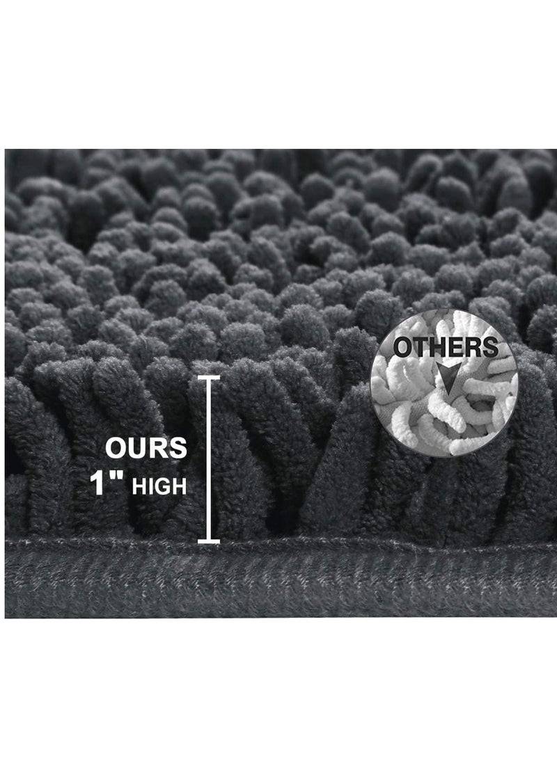 تايكوم سجاد الحمام، سجادة حمام غير قابلة للانزلاق، سجادة دش من الألياف الدقيقة الناعمة، سجادة قابلة للغسل، سجادة غير قابلة للانزلاق لأرضية الحمام، بطول 50 × 80 سم، 3 عبوات باللون الرمادي الداكن. - Image 4