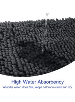 TYCOM Tycom Bathroom Rugs Bath Mat Non Slip Fluffy Soft Plush Microfiber Shower Carpet Rug Washable Non-Slip Carpet Mat for Bathroom Floor 50 By 80 CM Long 3 Packs Dark Grey.  - Image 5