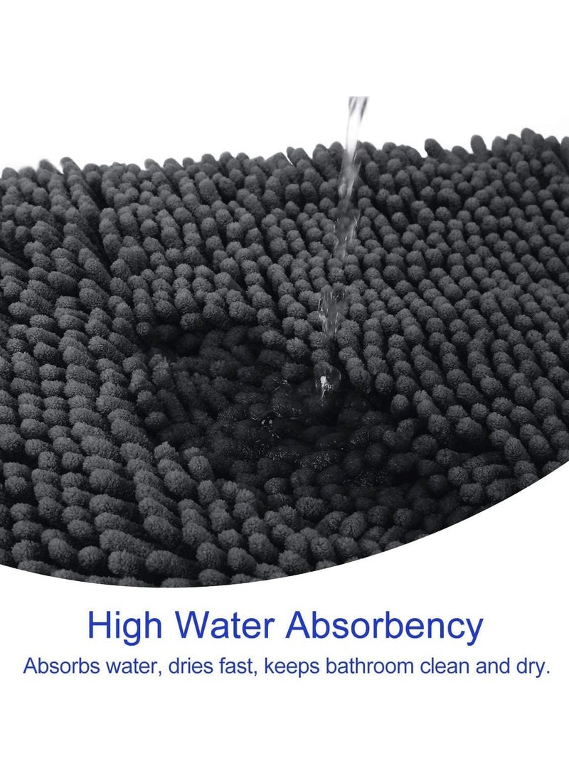 تايكوم سجاد الحمام، سجادة حمام غير قابلة للانزلاق، سجادة دش من الألياف الدقيقة الناعمة، سجادة قابلة للغسل، سجادة غير قابلة للانزلاق لأرضية الحمام، بطول 50 × 80 سم، 3 عبوات باللون الرمادي الداكن. - Image 5