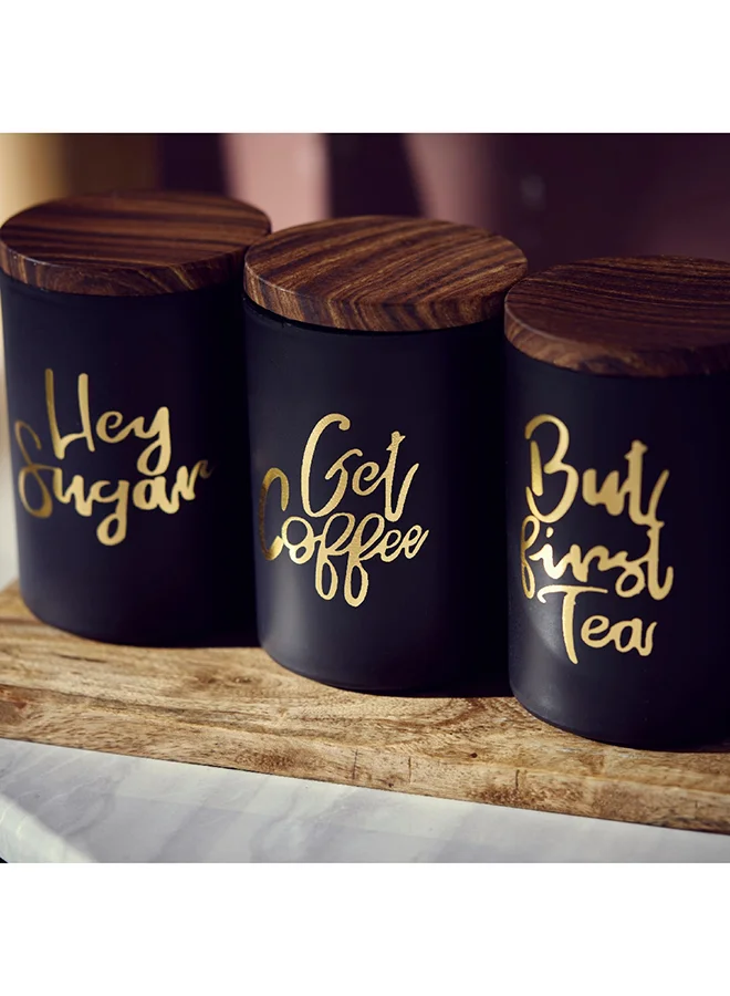 Home Box 3-Piece Tea Coffee Sugar Jar Set 1000 ml