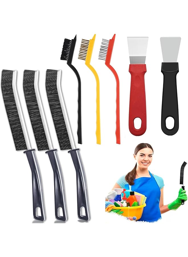 promass 8PCS Hard Bristle Crevice Cleaning Brush,Crevice Cleaning Brushes for Household,Multi-function Cleaning Tool for Toilet Shower Kitchen Bathroom Tile Joints Gas Stove Range Hood Window Groove - Image 1