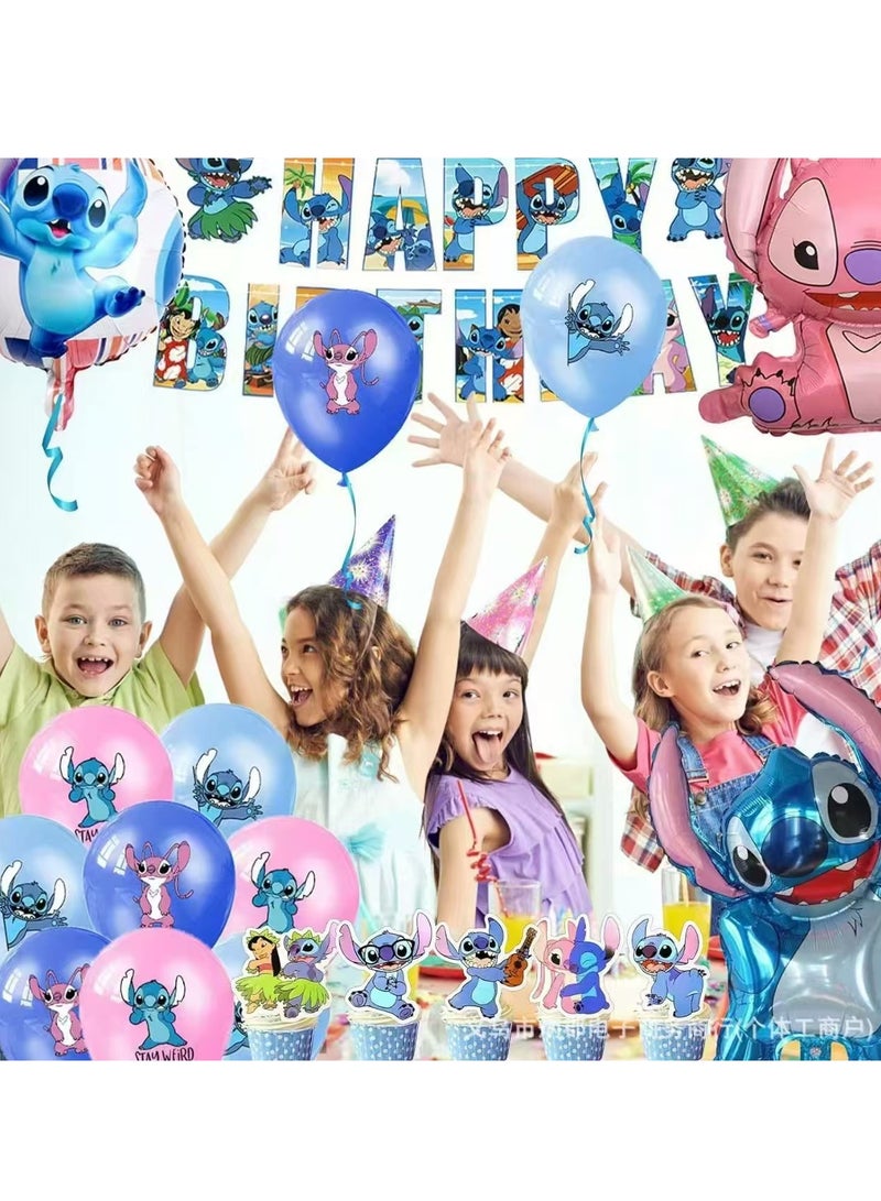 general Stitch Aluminum Film Balloon Theme Party Decoration, Children's Star Baby Birthday Flag Cake Plug Balloon - Image 2