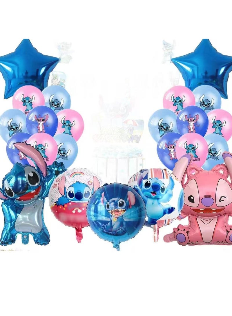 general Stitch Aluminum Film Balloon Theme Party Decoration, Children's Star Baby Birthday Flag Cake Plug Balloon - Image 3