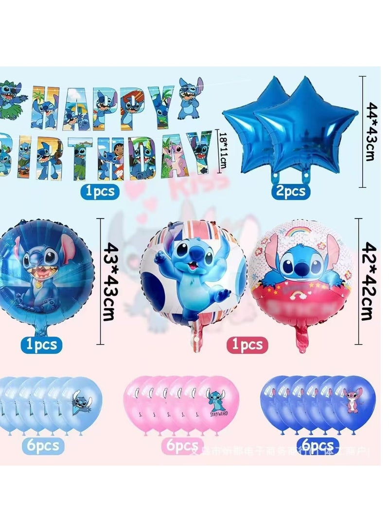 general Stitch Aluminum Film Balloon Theme Party Decoration, Children's Star Baby Birthday Flag Cake Plug Balloon - Image 4