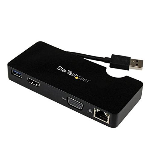 StarTech.com USB 3.0 to HDMI or VGA Adapter Dock - USB 3.0 Mini Docking Station w/ USB, GbE Ports - Portable Universal Laptop Travel Hub (USB3SMDOCKHV) , Black - Image 2