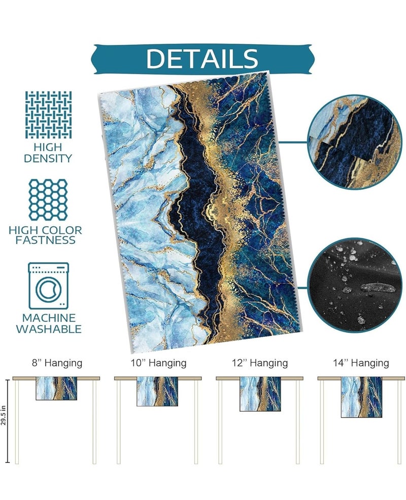 EASETENSIL Designing Decoretive Table Runner Kitchen Dining Table Runner Washable Waterproof Dinner Table Decor Runner Cloth for 4 to 6 Seater for Home Blue itlain 60 inch - Image 5