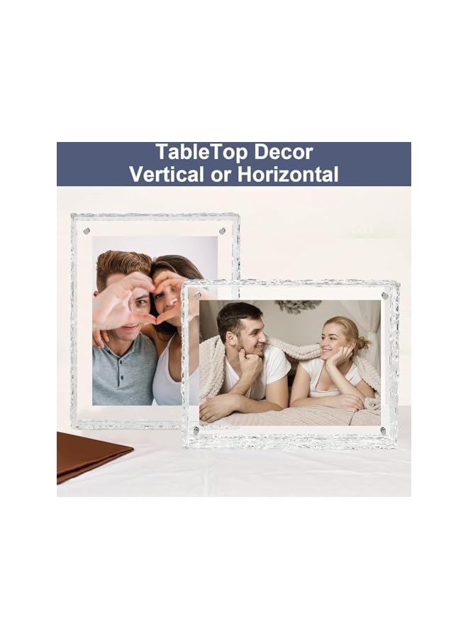 The Bros Photo Frame 5x7", Refined Crystal-Clear Photo Frame, Modern Floating Style for Home Office Decoration, Horizontal and Vertical Formats for Tabletop Display, MagneticTransparent (1Pcs) - Image 3