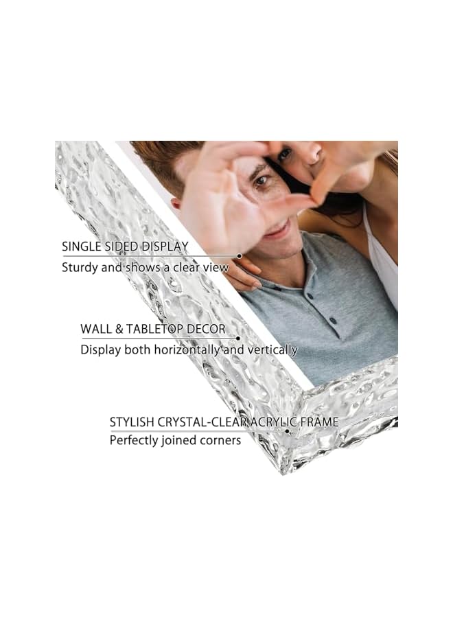 The Bros Photo Frame 5x7", Refined Crystal-Clear Photo Frame, Modern Floating Style for Home Office Decoration, Horizontal and Vertical Formats for Tabletop Display, MagneticTransparent (1Pcs) - Image 5