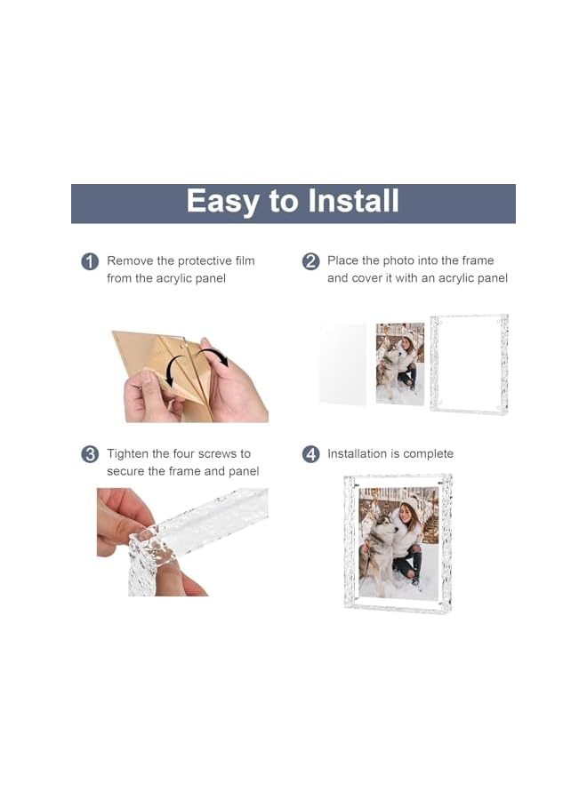 The Bros Photo Frame 5x7", Refined Crystal-Clear Photo Frame, Modern Floating Style for Home Office Decoration, Horizontal and Vertical Formats for Tabletop Display, MagneticTransparent (1Pcs) - Image 4