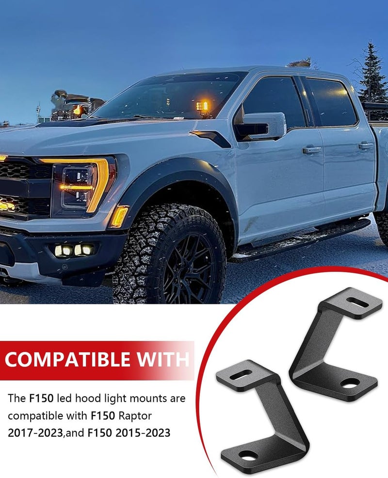 NORTHYUN F150 Ditch Light Brackets Hood LED Light Mount Bracket A-Pillar Pod Lights Mount Compatible with F150 Raptor 2017-2023 F150 2015-2023 - Image 4