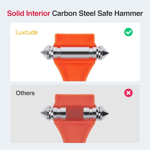 Luxtude أداة كسر زجاج النوافذ ومقص حزام الأمان من لوكستود، كسر زجاج السيارة، أداة هروب السيارة، مطرقة زجاج الطوارئ 2 في 1، مقص حزام الأمان، مجموعة أدوات إنقاذ الحياة، عبوتان - Image 2