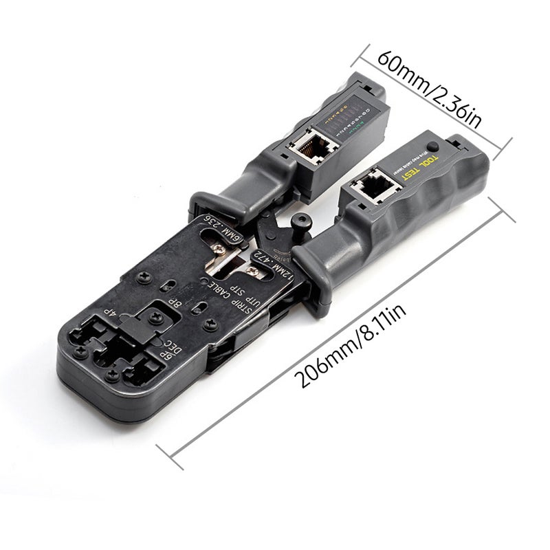 Ratcheting Crimping Tool with LED Tester 4 in 1 Multifunction Wire Crimpers Stripper Cutter Tester, 8P 6P 4P Network Line Telephone Wire Crimping UTP STP Cable Stripping Electrician Hand Tool - Image 2