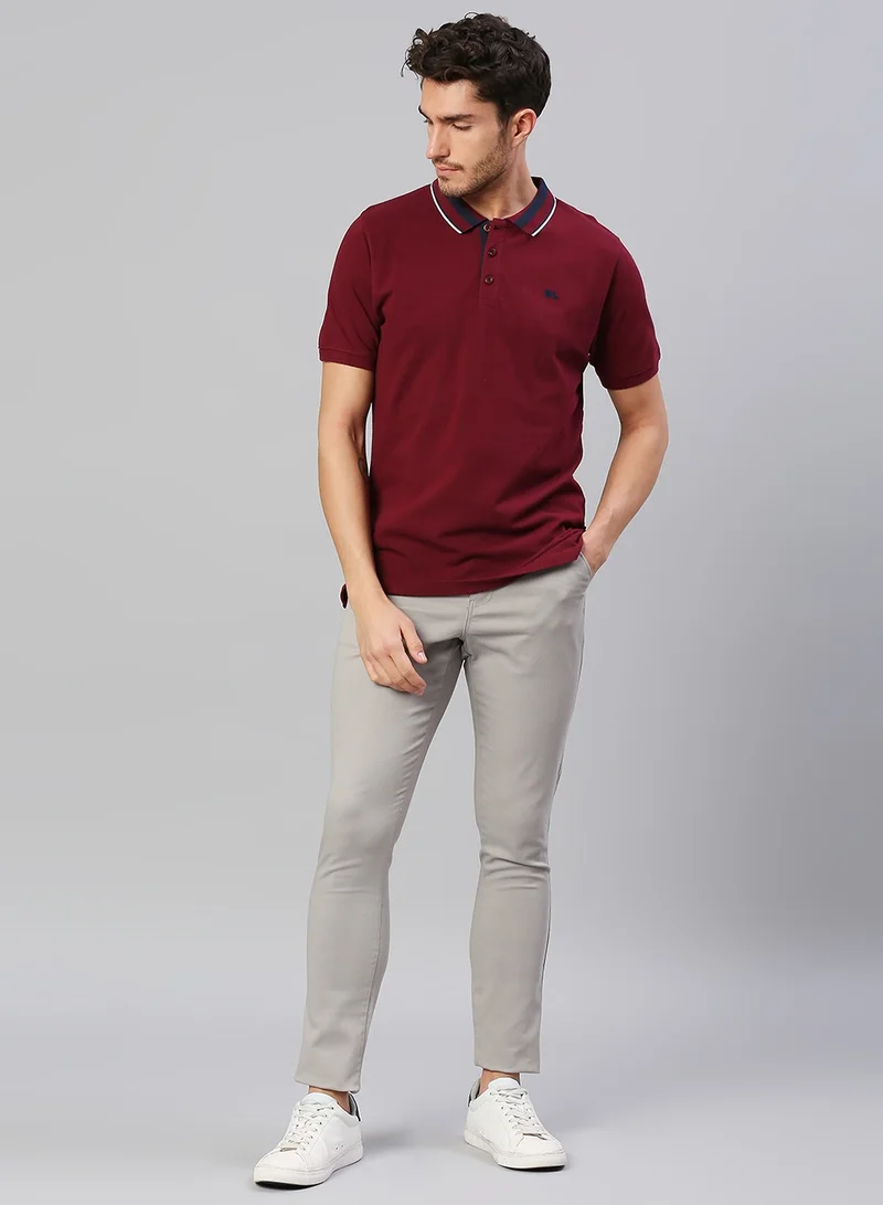 Dennis Lingo Men's Wine Regular Fit Cotton Polo T-shirt