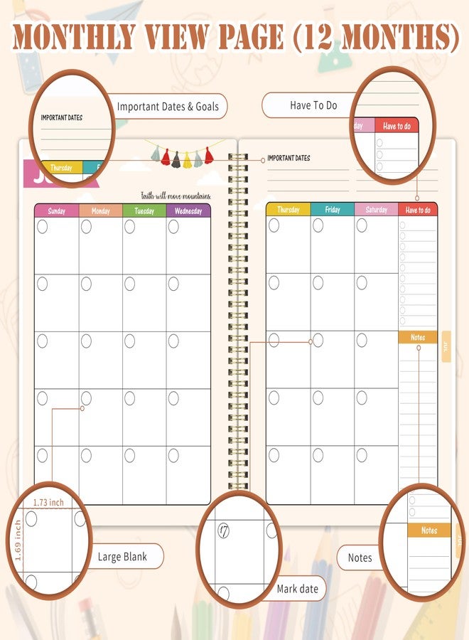 Journaltastic Teacher Planner - Undated Teacher Planner 9''x11'', Undated 2026-2027 Teachers Lesson Planners/Plan Book/Calendar Planners with Stickers, Schedules, Calendars and Inner Pockets - Image 5