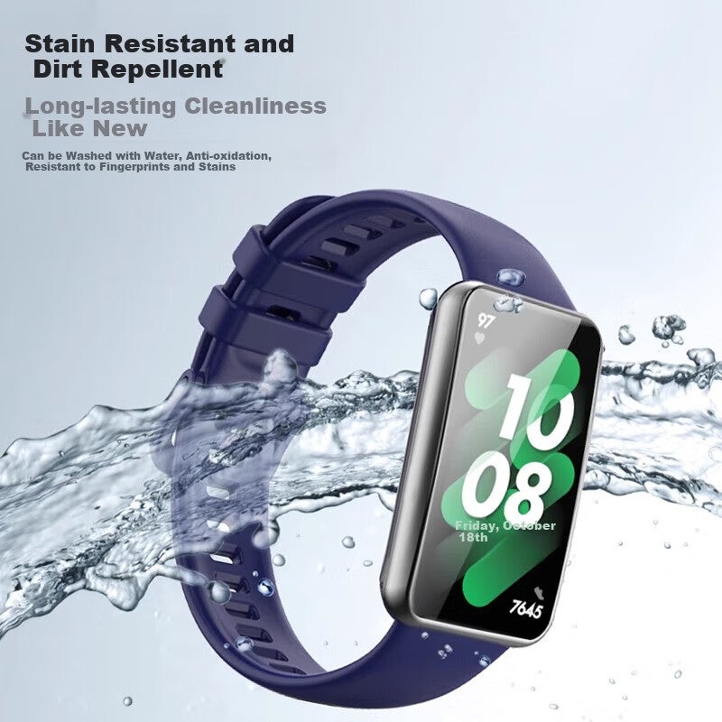 Smorss Compatible with Huawei Band 8/9/10 Strap, for 8/9/10 NFC Version Silicone Wristband, Standard Version, Breathable, Waterproof, Dirt-Resistant, Smart Sports Original Band, Black - Image 2