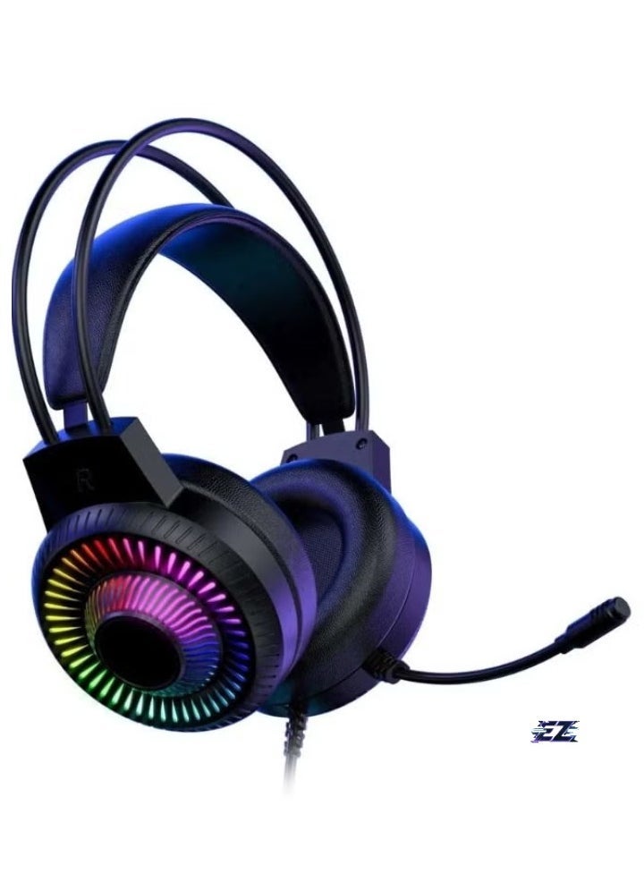 ELTRAZONE Wired RGB Gaming Headset with Microphone, 3.5mm Audio Jack, USB Connection, LED Backlight, Noise-Cancelling Mic, Comfortable Ear Cushions for PC, PS4, Xbox – Enhanced Gaming Sound Experience - Image 1