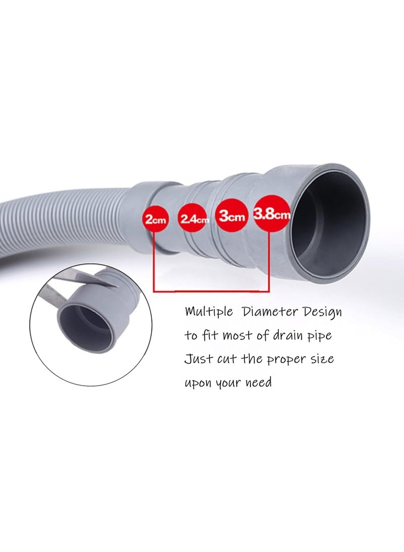 Lonimia Universal Drain Hose Extension Kit for Washer & Dishwasher, Flexible Discharge Hose, 6ft, PP Material, 1 Adapter, 4 Hose Clamps, 1 U-Bend Hose Holder - Image 2