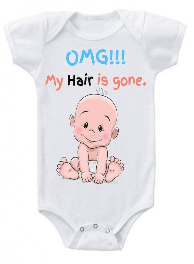 PrintHolic My First Mundan | My Hair is gone New Born Baby Bodysuit Half Sleeve Envelope Neck Jumpsuit Outfit Rompers For Baby Boys & Girls Mundan Gift t-Shirt - Image 1