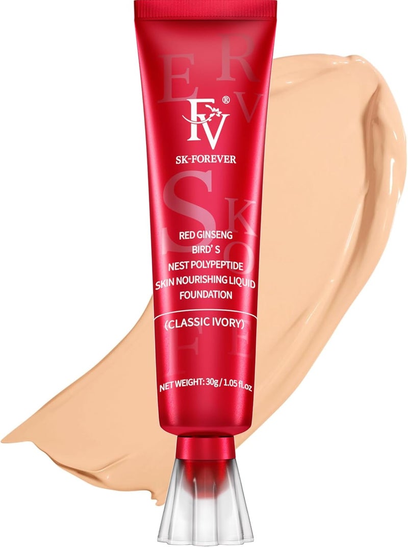 FV Full Coverage Foundation 12HR Oil Control Lightweight Liquid Foundation for OilyCombination Skin with Matt Finish Face Foundation Classic Ivory