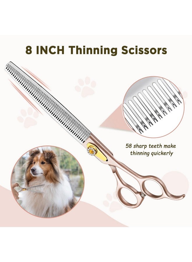 جيمارس مقص احترافي للعناية بالكلاب من جيمارس، مصنوع من الفولاذ المقاوم للصدأ 440C، مقاس 8 بوصات، شديد التحمل، 6 في 1 - مقص مستقيم، رقيق، سميك، منحني ومشط، مقص مريح للعناية بالحيوانات الأليفة للكلاب والقطط - Image 3