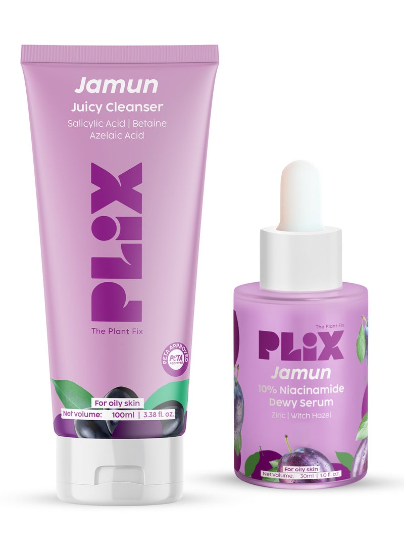 PLIX THE PLANT FIX Jamun Face Wash and Acne Marks Serum Combo(100ML + 30ML) For Acne spots & Oil Control, For Breakouts Oily & Acne Prone Skin Women & Men - Image 1