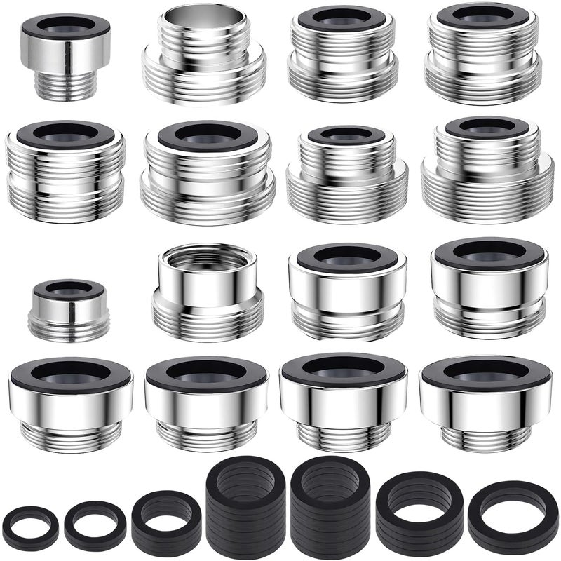 16 pcs Faucet Adapter Kit CNYMANY Kitchen Aerator Adapter Set Male Female M22 Sink Faucet Adapter Connecting Garden Hose Water Filter Standard Hose via Diverter