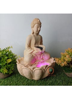 MERUPAM Merupam Buddha Waterfall Water Fountain with Multicolor LED Light Indoor Water Fountain for Home Decor Decoration Showpiece MVAR Yellow Buddha Jr  - Image 2