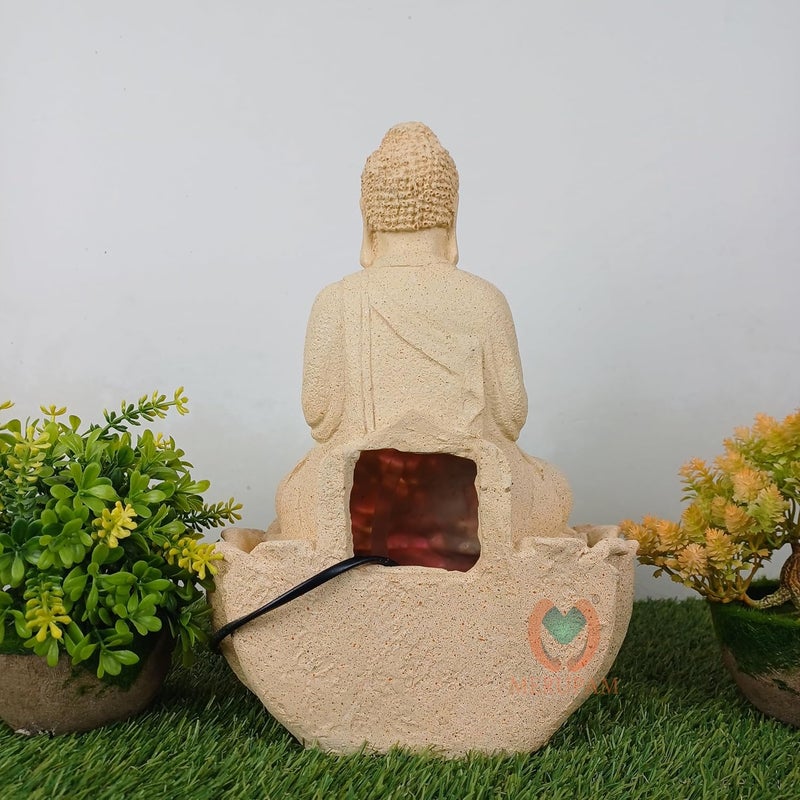 MERUPAM Merupam Buddha Waterfall Water Fountain with Multicolor LED Light Indoor Water Fountain for Home Decor Decoration Showpiece MVAR Yellow Buddha Jr  - Image 4