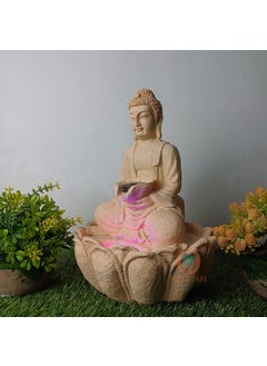 MERUPAM Merupam Buddha Waterfall Water Fountain with Multicolor LED Light Indoor Water Fountain for Home Decor Decoration Showpiece MVAR Yellow Buddha Jr  - Image 3