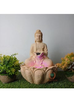MERUPAM Merupam Buddha Waterfall Water Fountain with Multicolor LED Light Indoor Water Fountain for Home Decor Decoration Showpiece MVAR Yellow Buddha Jr  - Image 1