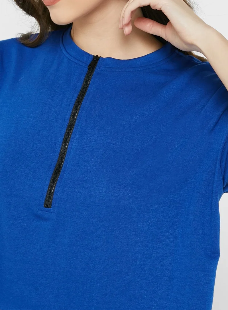 Ginger Basics Zipper Neck Crop Top