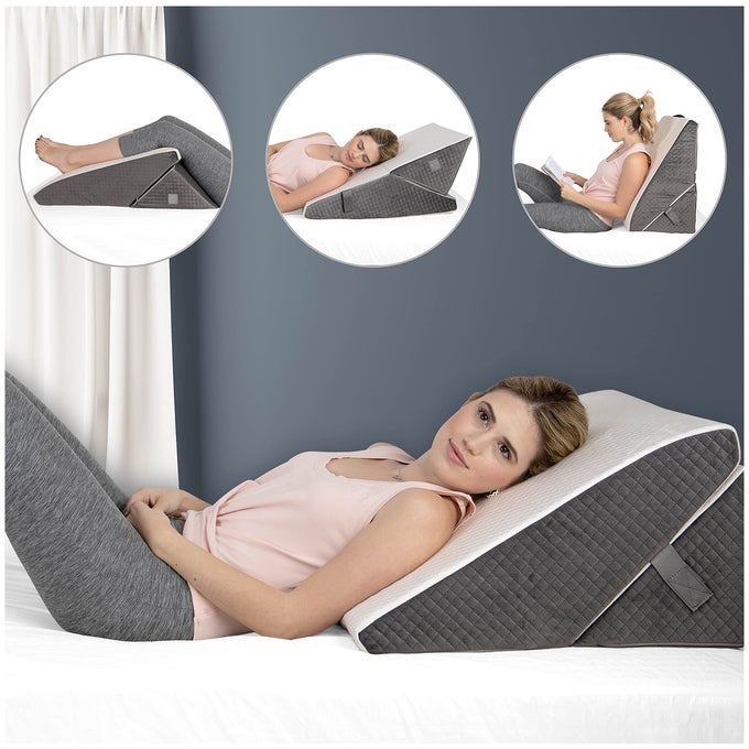 BED WEDGE PILLOW CHIC JACQUARD COVER WEDGE PILLOW FOR SLEEPING AND ACID REFLUX HEARTBURN ADJUSTABLE HEIGHT WEDGE