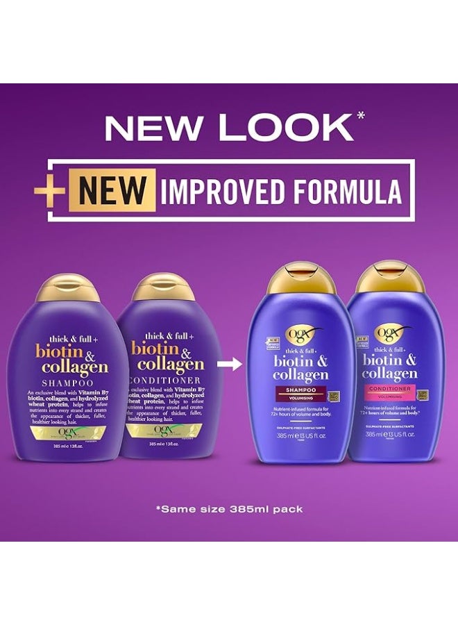 OGX Thickening Conditioner with Biotin & Collagen, Thick & Plump, with Vitamin B7, Biotin & Collagen, for Thin Hair, Sulfate-Free Surfactants, 385ml - Image 5