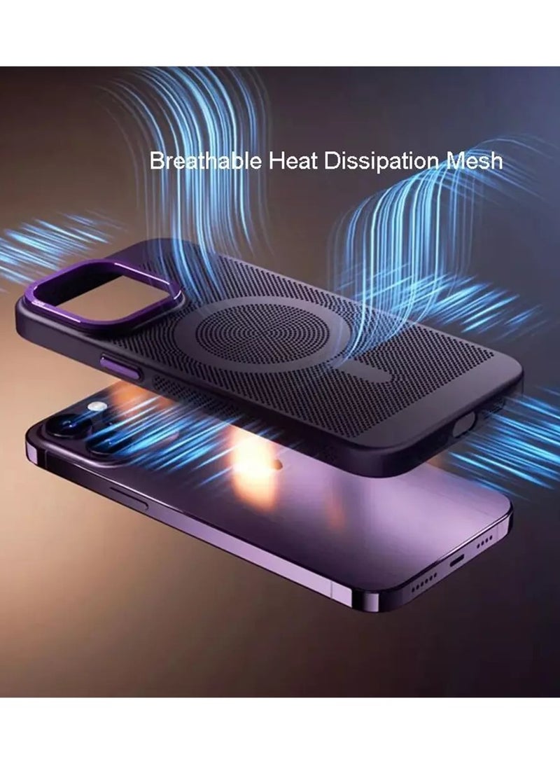 Heat Dissipation Magnetic Case for iPhone 16 Pro Max 6.9 Inch Compatible with MagSafe, Hard Polycarbonate Mesh Breathable Cooling Thin Shockproof Anti-Fingerprint Cover - Image 2