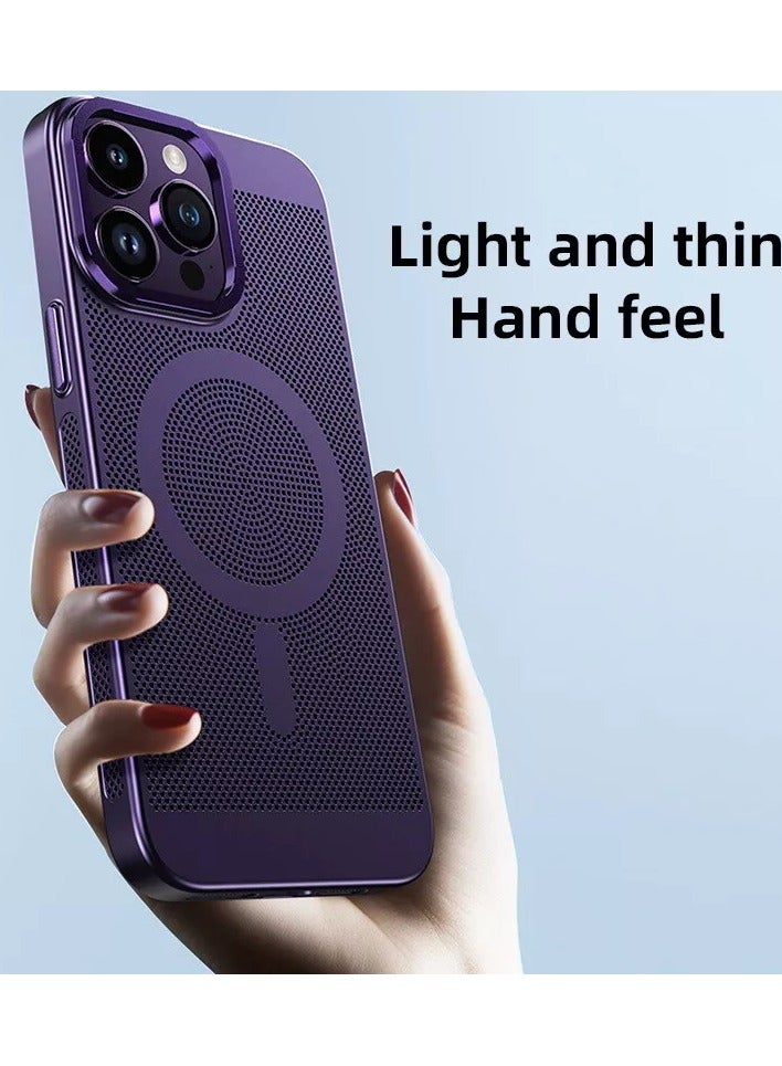 Heat Dissipation Magnetic Case for iPhone 16 Pro Max 6.9 Inch Compatible with MagSafe, Hard Polycarbonate Mesh Breathable Cooling Thin Shockproof Anti-Fingerprint Cover - Image 5