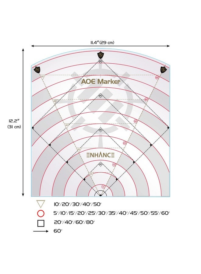 ENHANCE قالب تأثير السحر 60 قدم - علامة منطقة التأثير للعبة DND لشبكة المعركة 1" أو التضاريس بدون شبكة - أداة قياس مطورة مع نصف قطر 60' ومكعب 80' و مخروط 50' - مثالي لجلسات RPG على الطاولة - Image 2