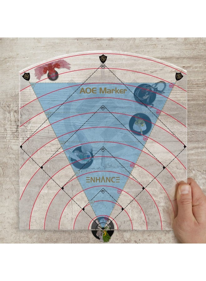 ENHANCE قالب تأثير السحر 60 قدم - علامة منطقة التأثير للعبة DND لشبكة المعركة 1" أو التضاريس بدون شبكة - أداة قياس مطورة مع نصف قطر 60' ومكعب 80' و مخروط 50' - مثالي لجلسات RPG على الطاولة - Image 3