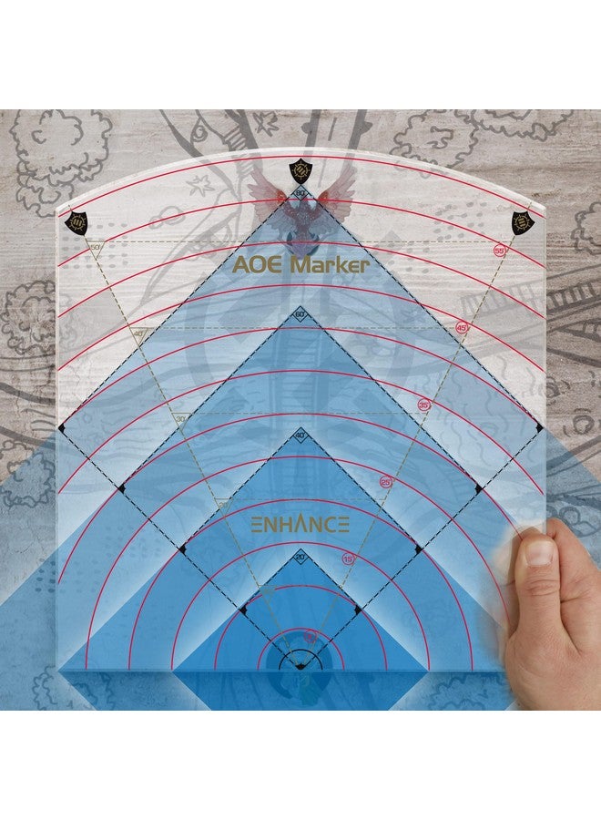 ENHANCE قالب تأثير السحر 60 قدم - علامة منطقة التأثير للعبة DND لشبكة المعركة 1" أو التضاريس بدون شبكة - أداة قياس مطورة مع نصف قطر 60' ومكعب 80' و مخروط 50' - مثالي لجلسات RPG على الطاولة - Image 4