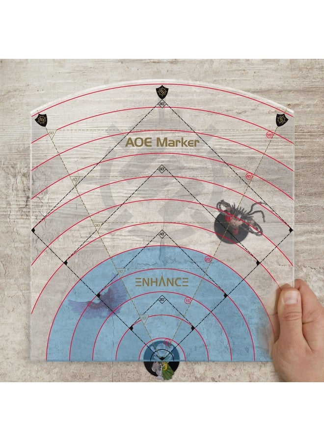 ENHANCE قالب تأثير السحر 60 قدم - علامة منطقة التأثير للعبة DND لشبكة المعركة 1" أو التضاريس بدون شبكة - أداة قياس مطورة مع نصف قطر 60' ومكعب 80' و مخروط 50' - مثالي لجلسات RPG على الطاولة - Image 5