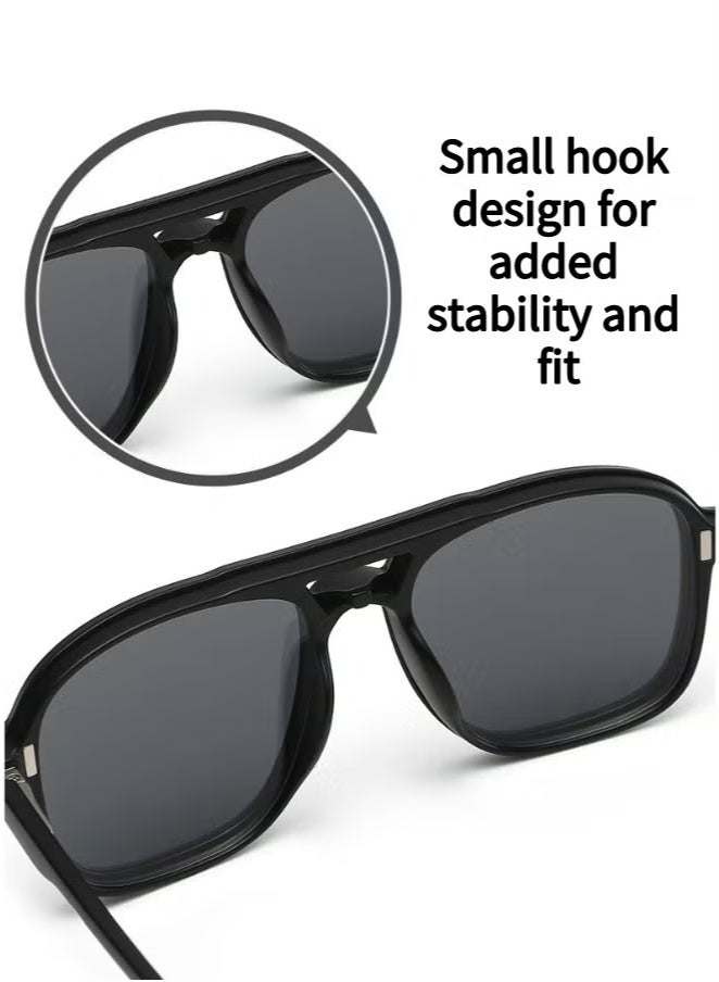 Generic Polarized Sunglasses Men's Magnetic Sleeve Mirror Sunscreen Fashion Sunglasses Women's Premium Sense Double Bridge Glasses Frame UV Protection 1 Frame Glasses + 5 Clip Sunglasses Storage Bag  - Image 2