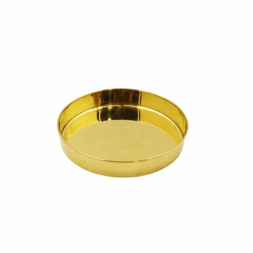 Putrika Traditional Handcrafted Brass Puja Prasadham thali | Small Thali | Pooja Thali | Arati Bartan Thambulam Plate | Designed plate - Kumchi Plate Size 4 (Pack of 6) - Image 4