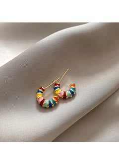 Trendy Vintage Feeling High-end Womens Stud Earrings Colorful Enamel Coating Fashionable 2023 New Style Circle Earring Jewelry E386 enamel C ring
