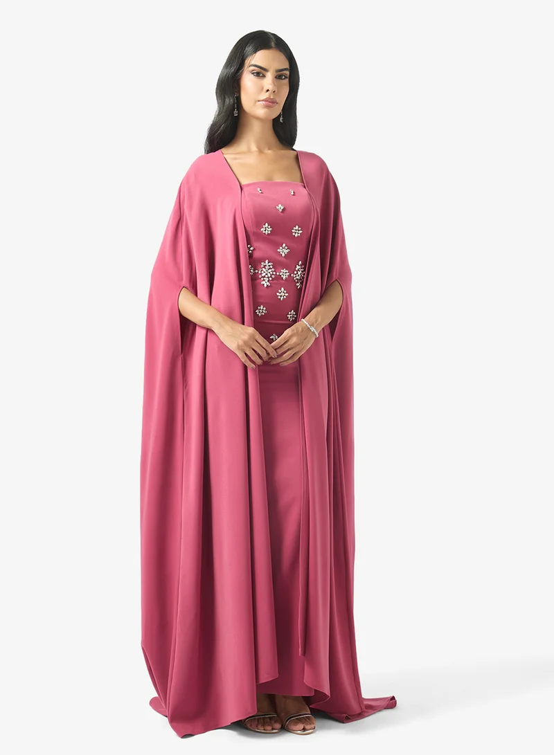 Akadia Fashion Two Pcs Crystal Cape Set