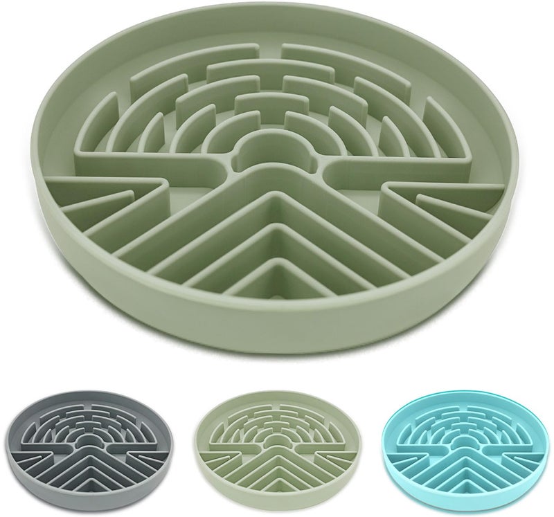 Lesipee Slow Feeder Dog Bowl for Large & Small Dogs, Anti Choking Puzzle Dog Food Bowl with Non-Slip Base, Interactive Pet Slow Eating Bowl, Silicone Dog Feeding Bowl for Puppies & Cats(Grey Green) - Image 1