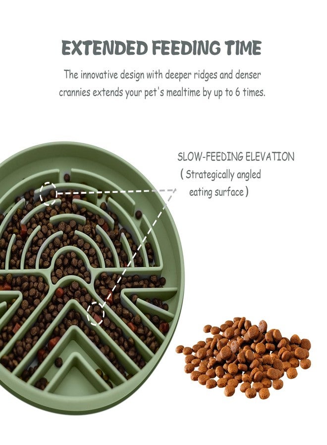 Lesipee Slow Feeder Dog Bowl for Large & Small Dogs, Anti Choking Puzzle Dog Food Bowl with Non-Slip Base, Interactive Pet Slow Eating Bowl, Silicone Dog Feeding Bowl for Puppies & Cats(Grey Green) - Image 3