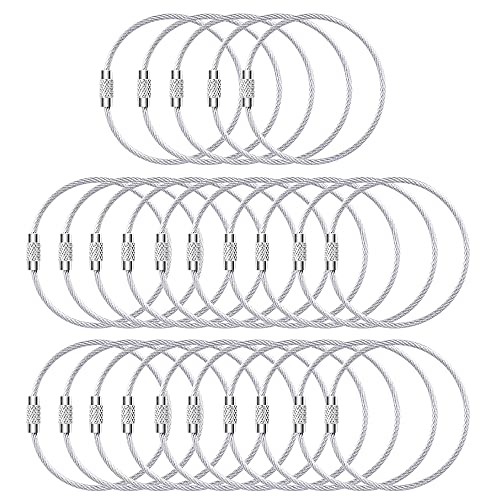 Bidponds 25 Pack Wire Keychain Cable 2mm 6.3 Inches Nylon Coated Stainless Steel Screw Lock Key Ring Loop for Hanging Luggage Tags or ID Tags, Silver - Image 5