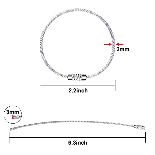 Bidponds 25 Pack Wire Keychain Cable 2mm 6.3 Inches Nylon Coated Stainless Steel Screw Lock Key Ring Loop for Hanging Luggage Tags or ID Tags, Silver - Image 2