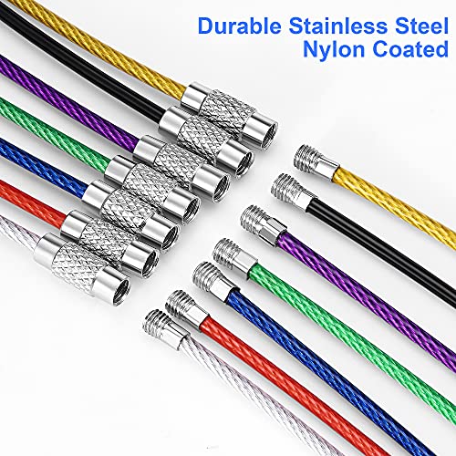 Bidponds 25 Pack Wire Keychain Cable 2mm 6.3 Inches Nylon Coated Stainless Steel Screw Lock Key Ring Loop for Hanging Luggage Tags or ID Tags, Silver - Image 3
